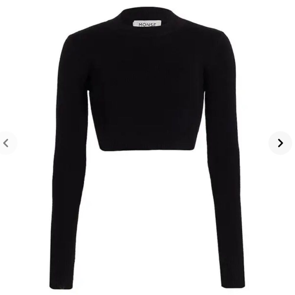 Monse Knit Open Back Cropped Sweater Women's Black Size Large
